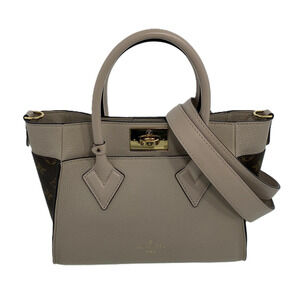LOUIS VUITTON On My Side Handbag Calfskin Monogram Beige Brown